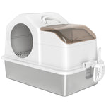 Maison de toilette pour chat avec couvercle amovible, bac à litière chat fermé côtés hauts, 60,5x40,5x45cm, blanc