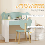 Bureau enfant avec chaise, table enfant et chaise avec tiroir et large plateau, 80 x 41 x 74,5 cm, vert
