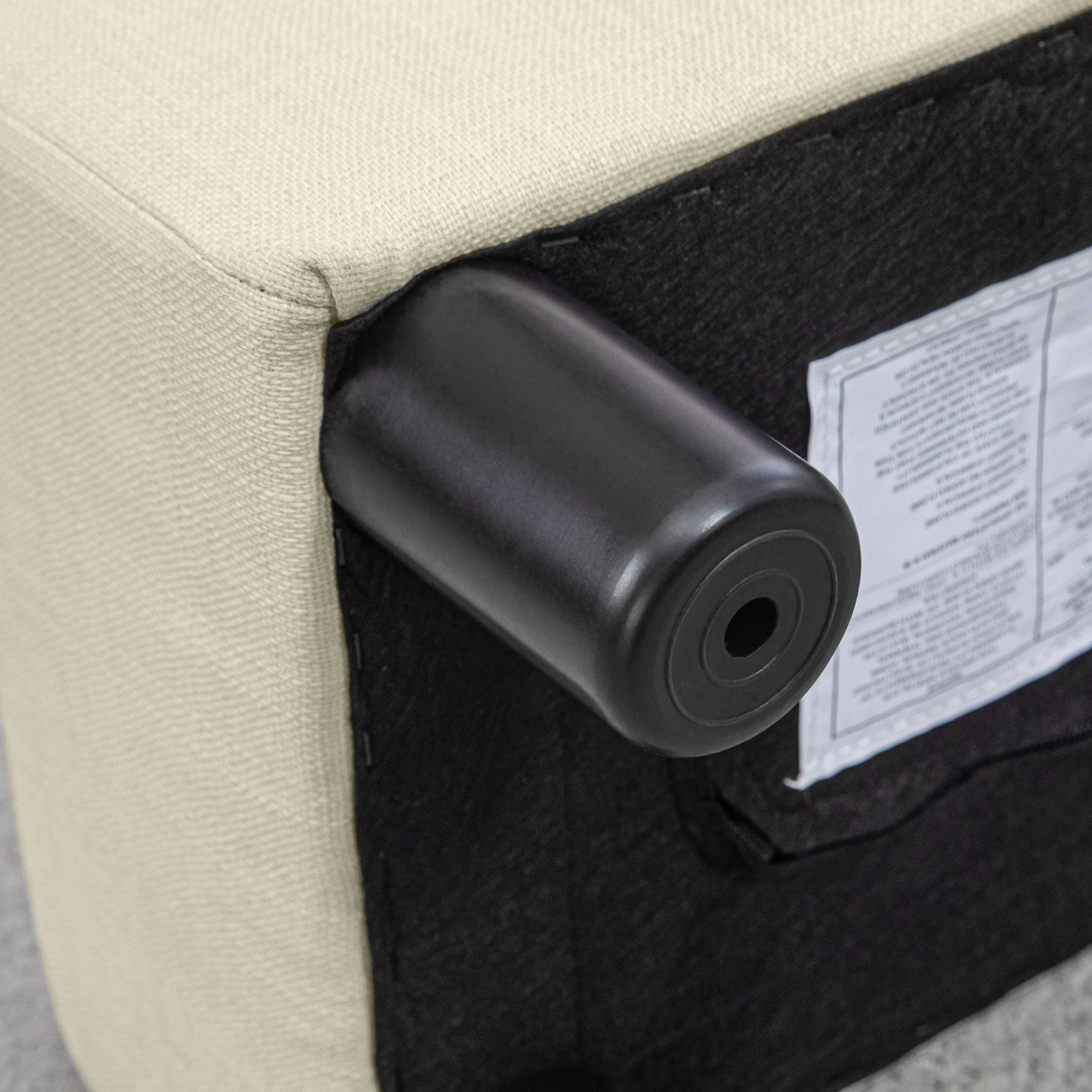 Pouf repose-pied tabouret bas en tissu de lin capacité de charge 110 Kg 40 x 30 x 24 cm beige