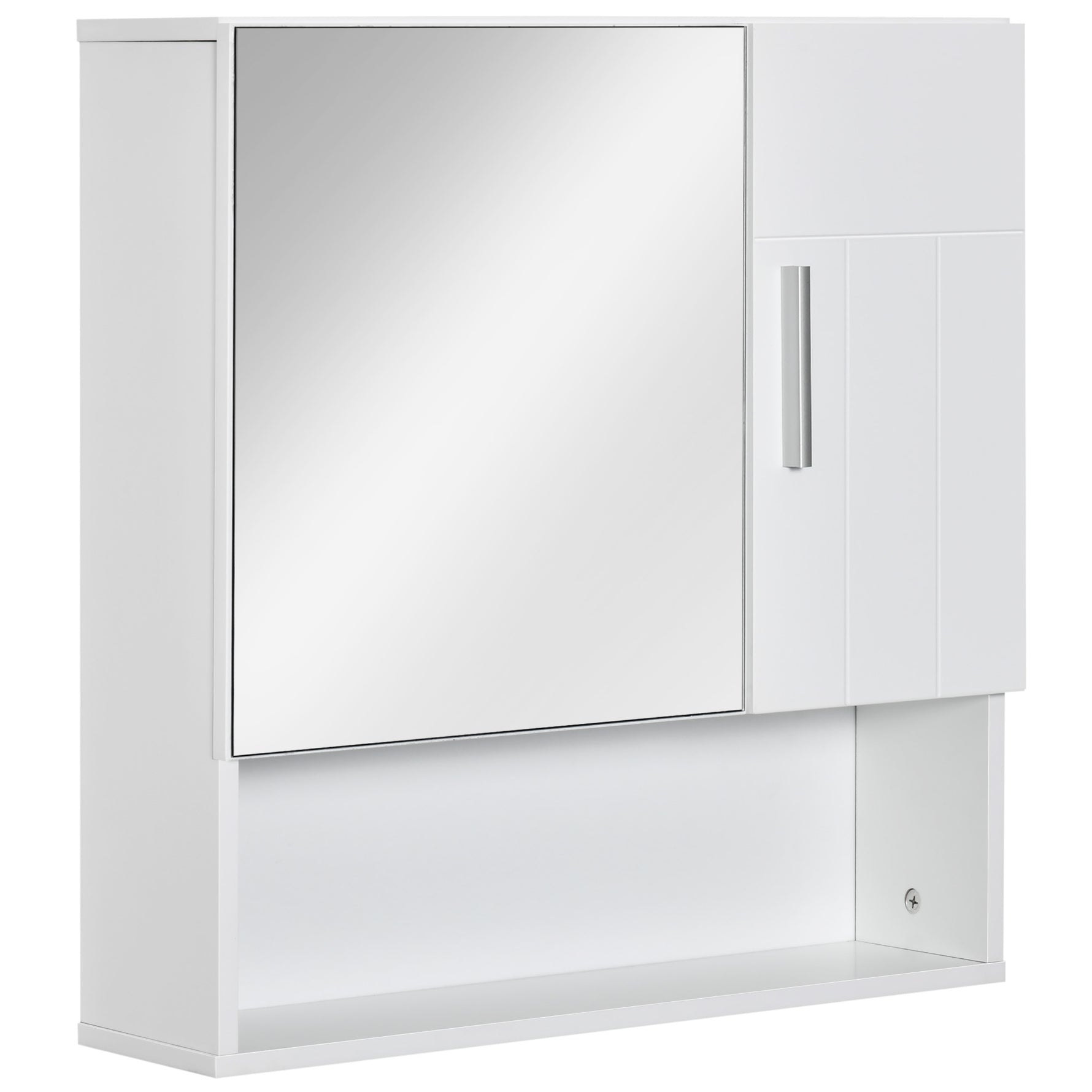Armoire murale miroir de salle de bain avec portes et étagère réglable - dim. 54L x 15,2l x 55,3H cm blanc
