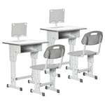 Bureau et chaise pour enfant lot de 2 avec support de lecture casier crochet et porte stylo 60 x 45x 90-102 cm gris