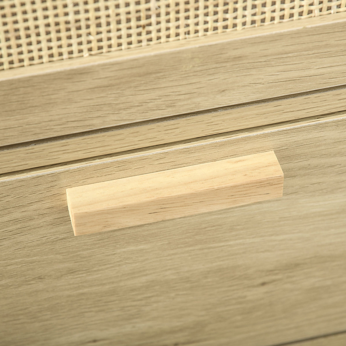 Commode design bohème en rotin avec 3 tiroirs, meuble de rangement pour le salon, le couloir, l'entrée, bois naturel