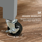Chariot desserte de cuisine à roulettes plan de travail en bois 3 tiroirs et 1 plateau amovible 67 x 37 x 85,5 cm gris