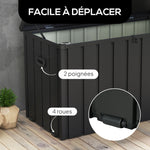 Coffre de rangement pour jardin 450L en métal avec vérin à gaz, roulettes et poignée - dim. 125,5L x 61,5l x 70H cm