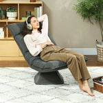 360° swivel floor chair, foldable velvet armchair with 5-position adjustable backrest, 70x62x95cm, dark gray