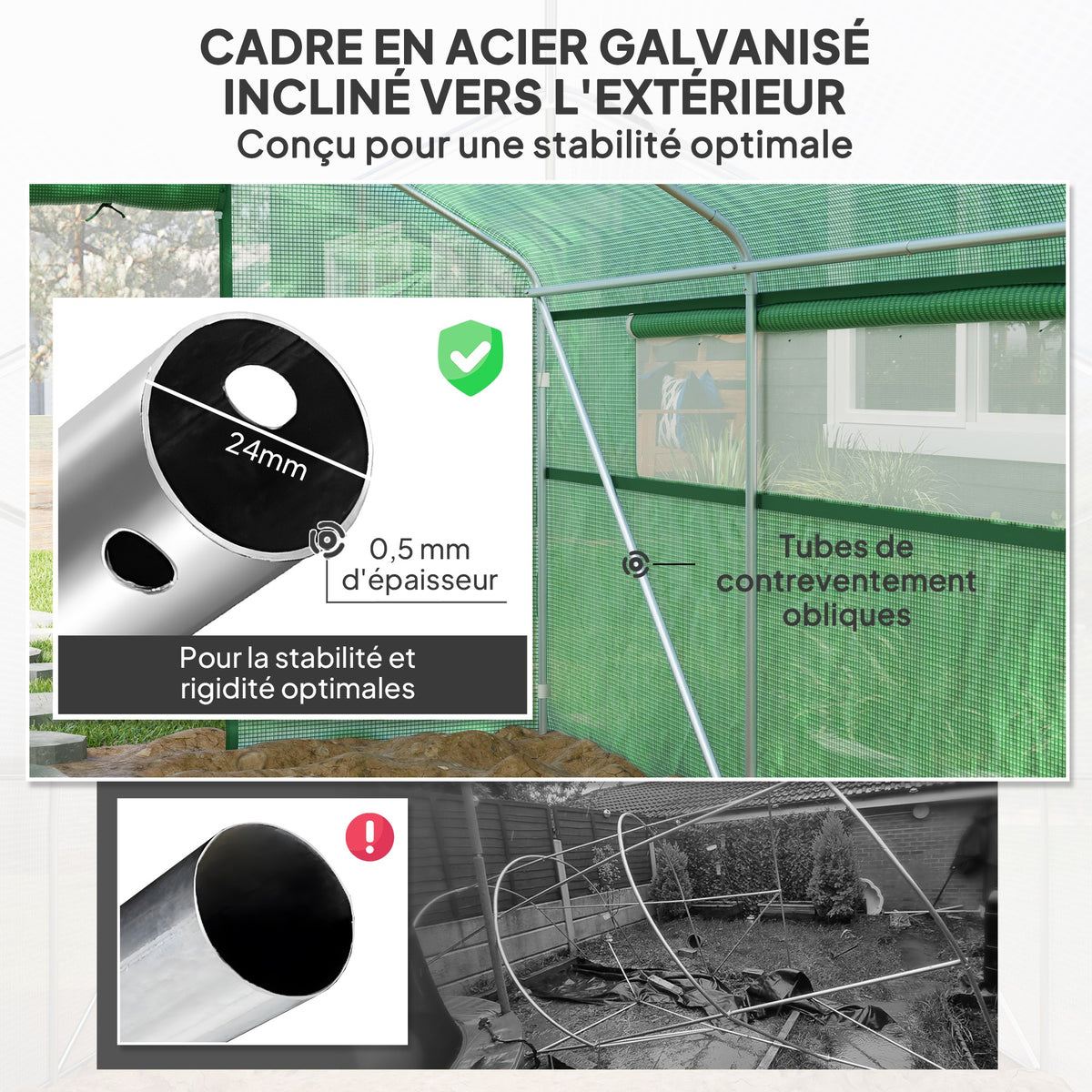 Serre de jardin 4 x 3 x 2m avec portes enroulables et grandes fenêtres, serre tunnel de jardin, vert