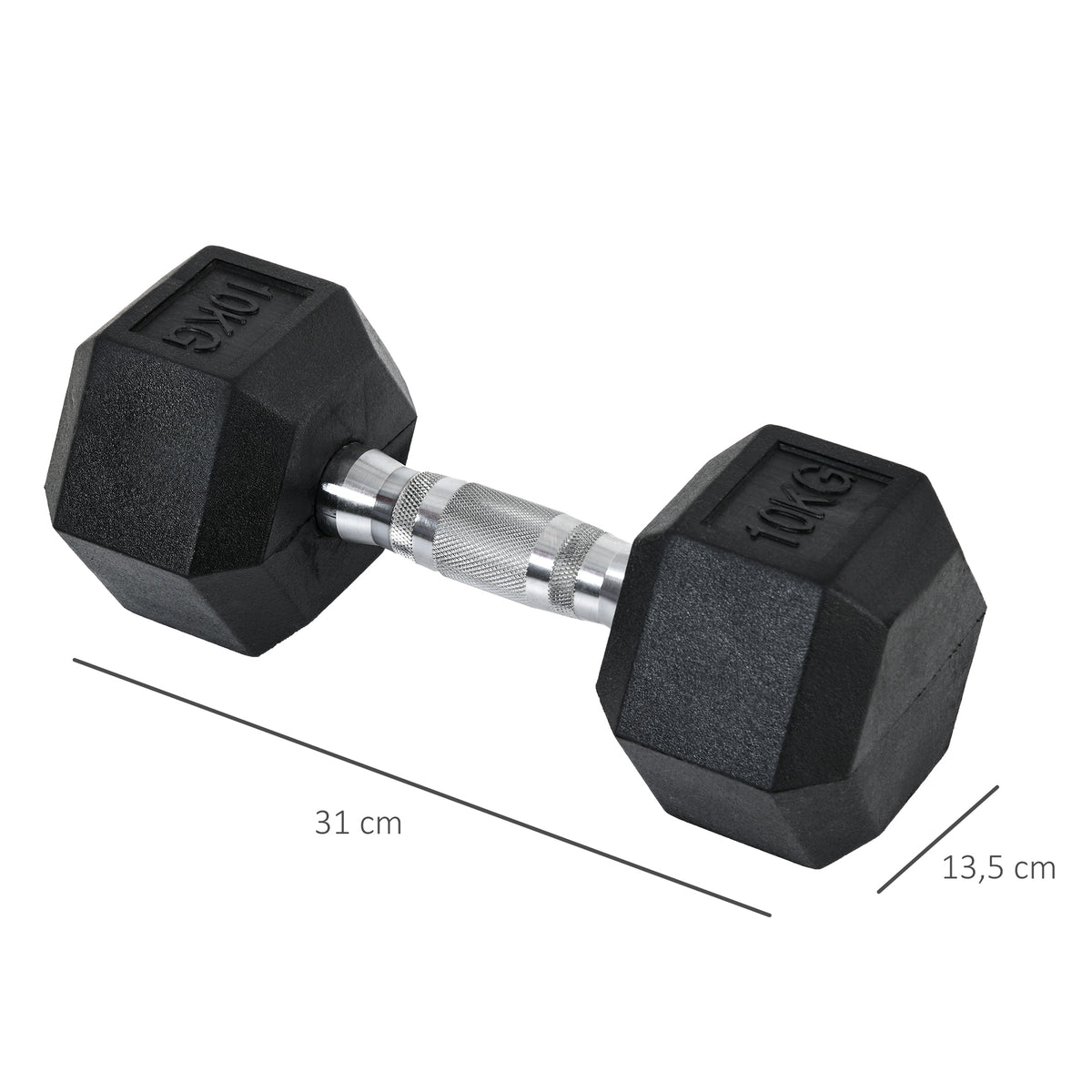 Kurzhantel-Set insgesamt 2 x 10 kg, Fitness-Hanteln für Damen und Herren, Krafttraining & Gewichtheben – Metall Gummi schwarz