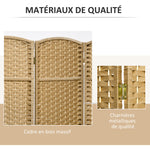 Paravent interieur en bois 4 panneaux 160 x 170 cm séparateur de pièce pliable pour salon, chambre à coucher, naturel