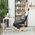 Siège assis genoux, tabouret ergonomique en bois à bascule avec dossier, chaise à genoux pour bureau à domicile, noir