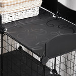 Lot de 2 cages parc enclos pour petits animaux chats visons modulable 3 niveaux 2 portes rampe fil métallique noir