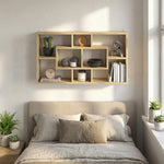 Étagère murale bibliothèque 8 cubes, meuble de rangement, design moderne, 85 x 14,5 x 47,5 cm, chêne