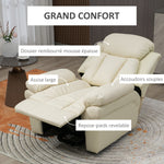 Sillón de relax eléctrico, sillón elevador reclinable con reposapiés ajustable, revestimiento sintético color crema
