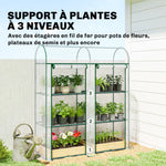 Serre de Jardin avec étagères 3 niveaux, Petite Serre en Bâche PVC et Châssis Acier, 2 Portes Roulantes, Transparent