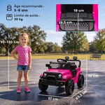 Elektro-Kinderauto 12V, Elektro-Buggy für Kinder, 2-4 km/h, 2 Motoren, Fernbedienung, Lithium-Akku, Rosa