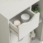 Meuble de rangement buffet commode moderne 1 placard et 4 tiroirs - en bois - pour salon, cuisine, entrée, salle à manger - blanc