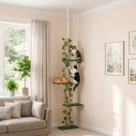 Krabpaal plafondspanner in hoogte verstelbaar 37 x 21 x 202- 242 cm 4 niveaus groen