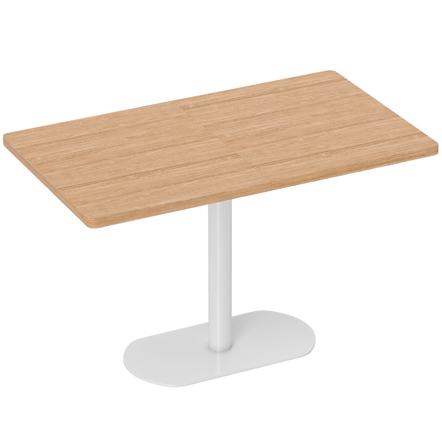 Table à manger rectangulaire pour 6 personnes, 120 x 70 x 75 cm, table de cuisine piétement et plateau épais chêne blanc