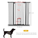 Barrière de sécurité animaux de 104,1H cm avec porte fermeture automatique système de double verrouillage noir