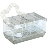 Cage hamster cage rongeur avec tunnel et accessoires inclus fil d'acier 58 x 32 x 31 cm gris
