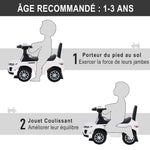 Porteur Enfant Véhicule à Pousser, Porteur Bébé avec Klaxon, Compteurs Factices et Coffre à Jouets, pour Enfants de 12 à 36 Mois, Blanc