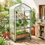 Mini serre de jardin avec 3 étagères, bâche PVC haute densité, porte enroulable 4 roulettes 69 x 49 x 130 cm transparent