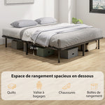 Bettrahmen 160 x 190 cm, Doppelbett aus Massivholz mit Lattenrost und Fußteil, Stauraum darunter, schwarz