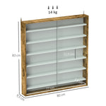 Vitrine pour collection vitrine murale 80 x 9,5 x 83 cm 6 étagères réglables en hauteur 2 portes coulissantes en verre