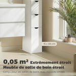 Meuble colonne salle de bain armoire de salle de bain avec tiroirs étagères ouvertes placard 15 x 33 x 136,8 cm blanc
