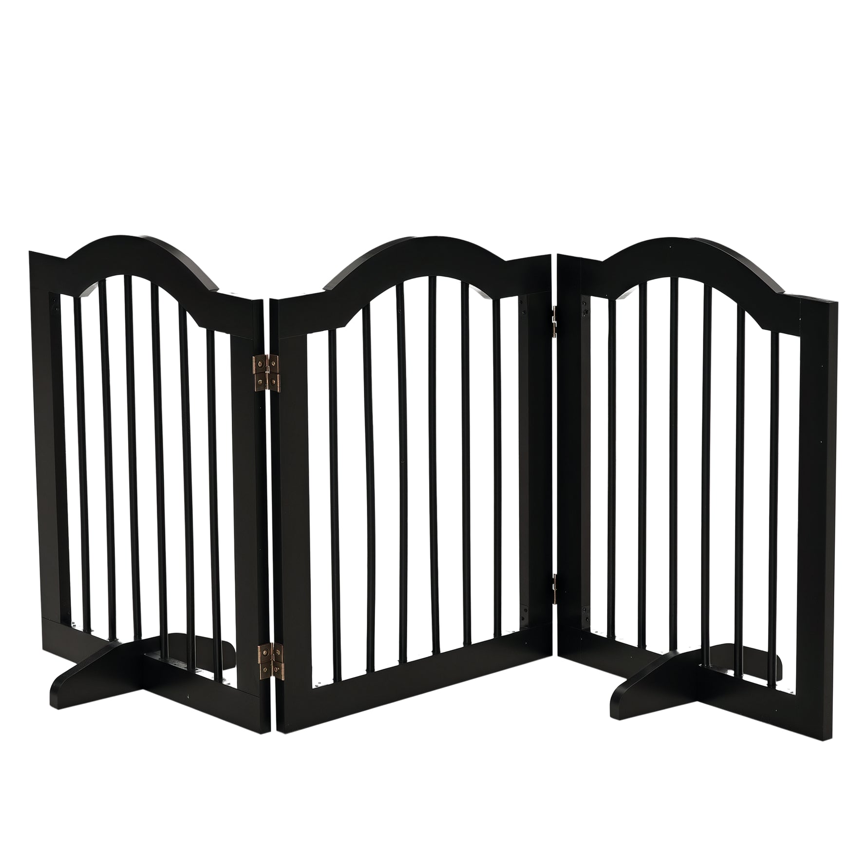 Barrière de sécurité chien barrière modulable pliable pour animaux de compagnie avec pied de support MDF bois massif 154,5 x 61 cm noir