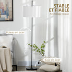 Lampadaire sur pied salon en métal noir moderne avec abat-jour câble de 180 cm 64 x 38 x 163,5 cm noir
