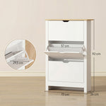 Armoire à Chaussures 3 Portes abattantes 2 Compartiments Panneaux Particules Blanc chêne