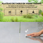 Ensemble de Salle à Manger d'Extérieur 7 Pièces pour 6 Personnes, Table en Verre et Chaises en Maille avec Accoudoirs Décoratifs, Gris
