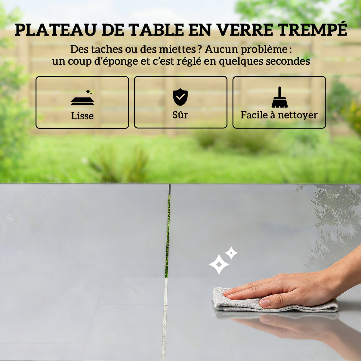 Ensemble de Salle à Manger d'Extérieur 7 Pièces pour 6 Personnes, Table en Verre et Chaises en Maille avec Accoudoirs Décoratifs, Gris