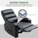 Poltrona relax reclinabile con poggiapiedi regolabile, rivestimento sintetico nero