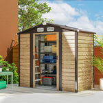 Abri de jardin 2,36 m², cabane de jardin exterieur en acier galvanisé facile à monter, 213x120x194cm chêne