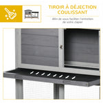 Clapier bois pour lapins petit enclos animaux villa pour lapin sur roulettes 2 étages gris
