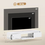 Meuble TV Suspendu Flottant 120 cm avec Éclairage LED et Prises, Meuble Télé pour Téléviseur 65 Pouces, Blanc