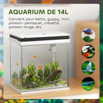 Petit aquarium complet 14L aquarium en verre avec système de filtration éclairage LED pompe à eau 30 x 20 x 33 cm blanc