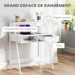 Bureau secrétaire Bureau Informatique Style néo-rétro tiroir Niche étagère métal Blanc