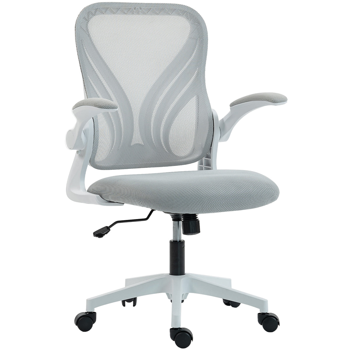 Chaise bureau ergonomique, fauteuil de bureau maille, dossier rabattable, accoudoirs relevables, 73x62x101-111cm, gris