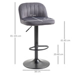 Lot de 2 tabourets de bar design contemporain avec repose-pieds hauteur réglable et pivotant gris