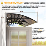 Auvent de porte toit marquise en polycarbonate auvent de porte d'entrée bord en aluminium contre la pluie et UV