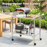 Chariot de Barbecue Table de Préparation Extérieur avec Plan de Travail et Roulettes Acier Inoxydable 85x60x92cm Argenté