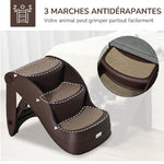 Escalier pour Chien Pliant à 3 Marches Antidérapantes, pour Chiens Âgés, Chiots, Lit, Canapé, 49x38x38cm, Marron