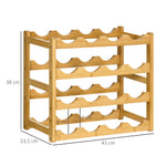 Range-bouteilles casier porte-bouteilles en bois de bambou 4 niveaux 16 bouteilles 43 x 23,5 x 38 cm bois naturel