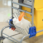 Chariot de lavage chariot de ménage professionnel presse à mâchoire seau 26 L + panier de rangements jaune