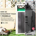 Abri pour 1 poubelle 240L cache poubelle extérieur couvercle relevable 180° acier galvanisé 73 x 81 x 122 cm gris foncé