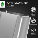 Poubelle de cuisine, poubelle tri sélectif, 3 compartiments de 15L, seaux intérieurs amovibles, 61,9x36,6x43,2cm, argent