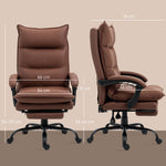 Fauteuil de bureau massant et chauffant, chaise de bureau, hauteur réglable, dossier inclinable, 66x74x121,5cm marron