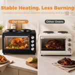 Minihorno con 2 placas de cocción y rustidor 46L 2850 W, horno de convección multifunción, temporizador, negro